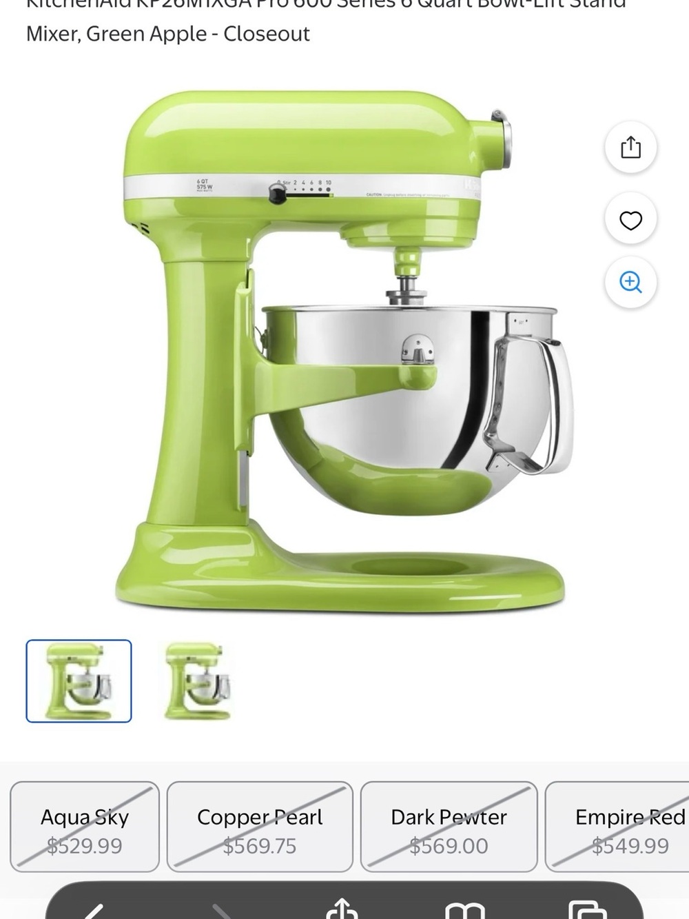 KitchenAid Green Apple Stand Mixer - Bright Green Finish
